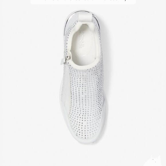 Michael Kors Willis Wedge Crystal Embellished Trainer Athletic Sneaker - Picture 3 of 8